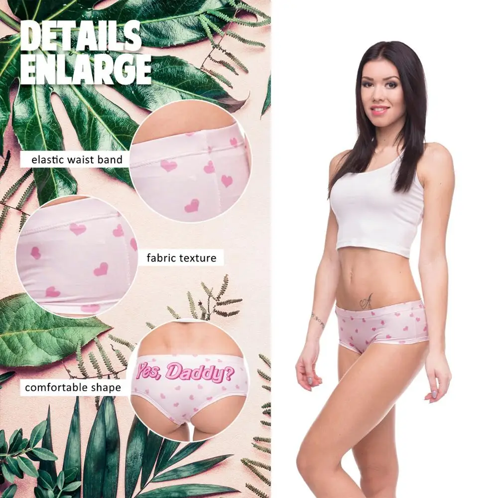 

Yes Daddy Sexy Words Female Panties Funny Pattern 3D Briefs Kitty Puppy Pizz Skeleton Watermelon Women Underwear