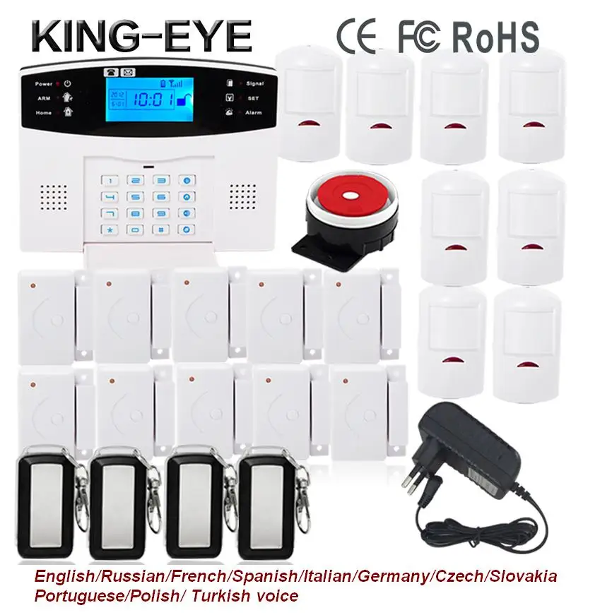 433 mhz home alarm system wireless gsm 2016 newest anti-burglar security Russian Spanish Czech Voice prompt with wired siren