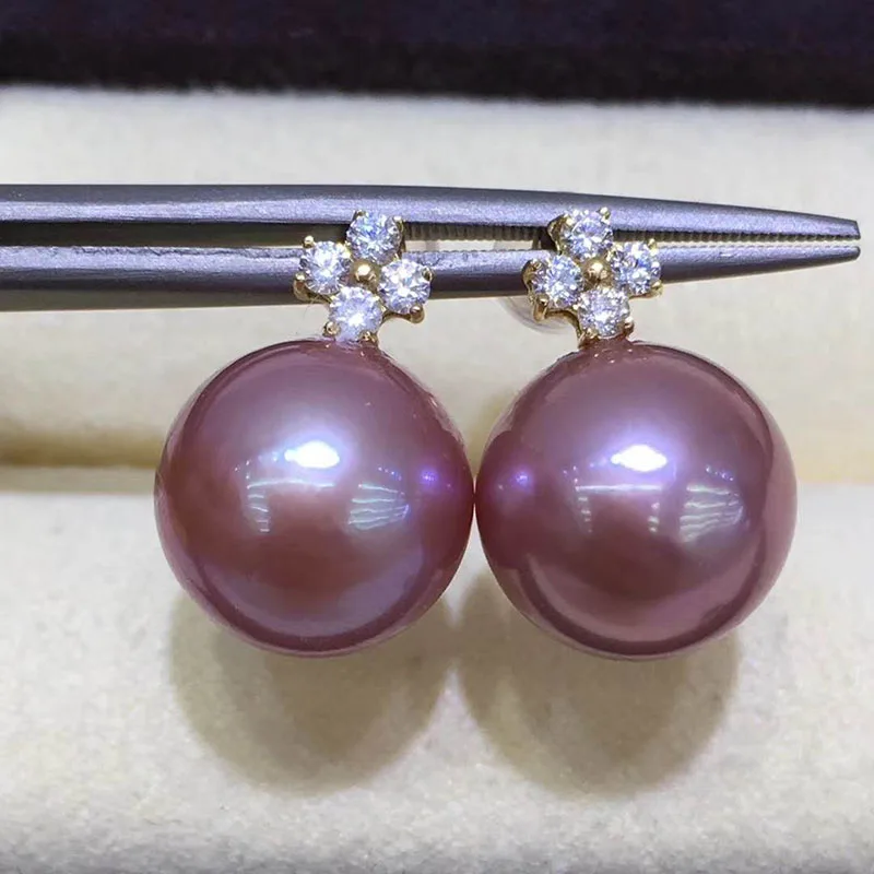 18K Gold earring  11-12mm edison pearls (2)