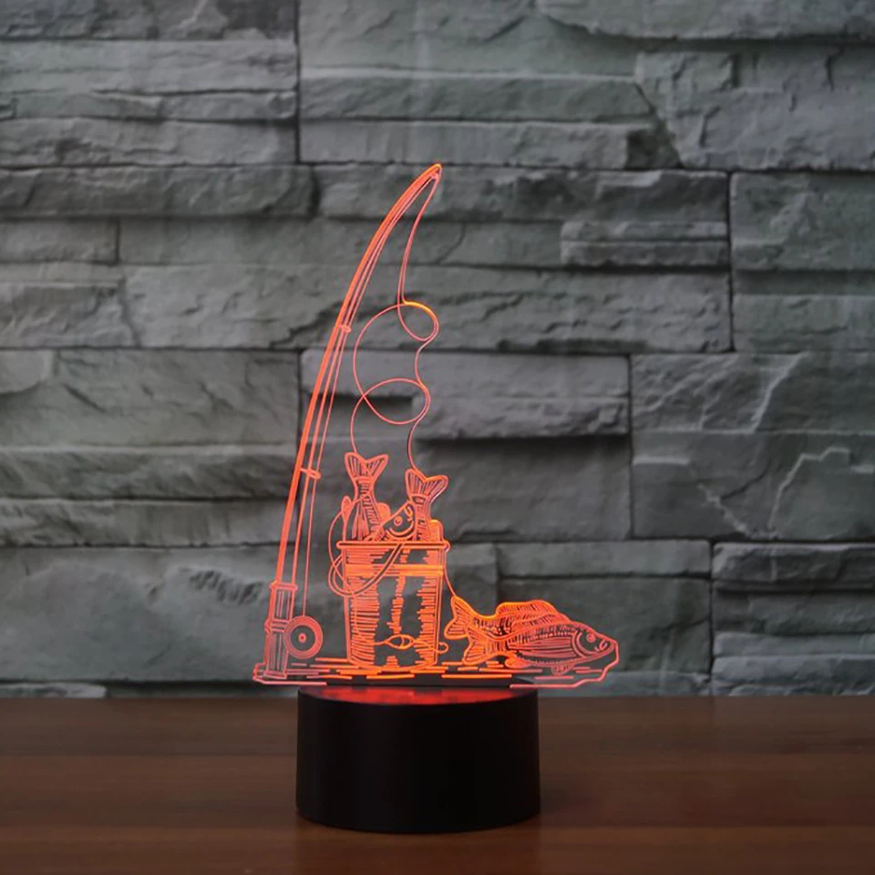 

Creative Usb 3D Visual Night Light Fishing Tools Modelling Baby Sleep Table Lamp Led Home Decor Light Fixture Office Decor Gifts