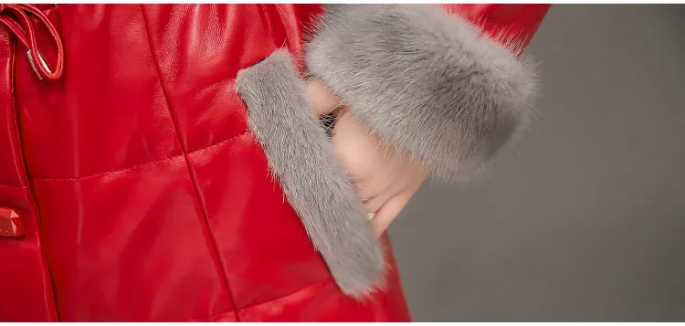AYUNSUE женские куртки из мягкой искусственной кожи, новинка 2918, зимнее длинное теплое пальто из искусственного меха, женское пуховое хлопковое пальто размера плюс LX949