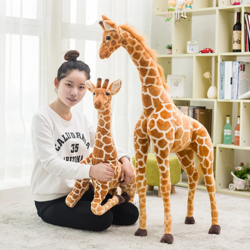 Огромная реальная жизнь Реалистичная плюшевая игрушка жираф милая плюшевая зверушка кукла мягкая имитация кукла "Жираф" высокое качество подарок на день рождения ребенку
