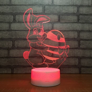 

The rabbit 3D Night Light Creative Illusion 3d Lamp LED 7 Color changing Table Desk Lamp For Children Xmas Gift