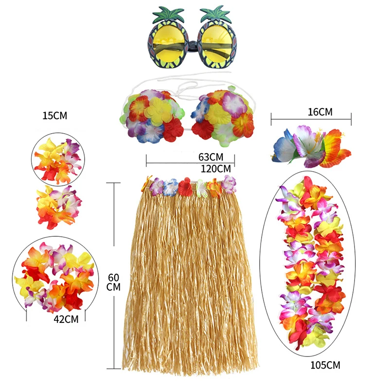 Горячая Распродажа 8 шт Пластиковые волокна Девушки Женщины Гавайская Юбка травяной костюм цветок юбка танец хула платье Вечерние Гавайские пляжные
