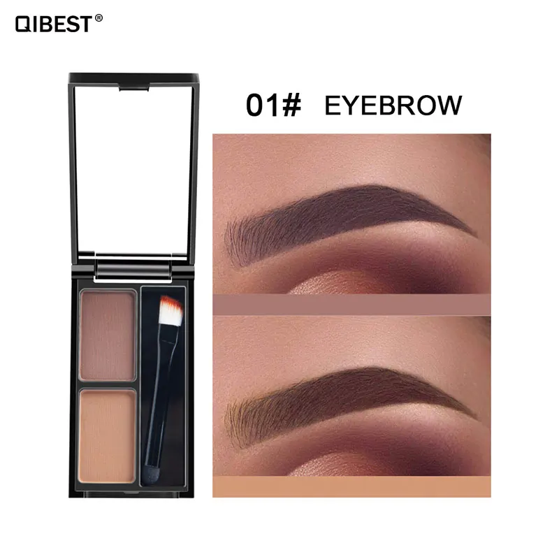Qibest, пудра для бровей, крем, палитра, косметический усилитель для бровей, профессиональный водонепроницаемый макияж, тени для век с кистью, зеркальная коробка - Цвет: Qibest-E18047-1