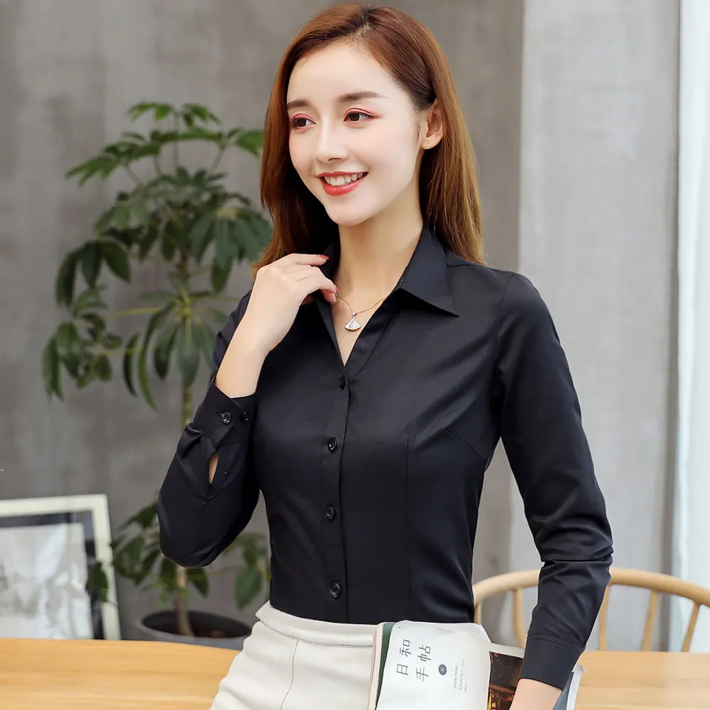 Korean Casual Cotton White Women Shirts Twill Turn-down Collar Pink Women Blouses Plus Size 4XL/5XL Womens Tops and Blouses