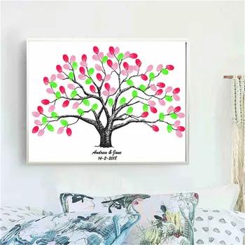 

HAOCHU Personalized Fingerprint Canvas Painting Large Guest Book Big Tree Plant Modern Birthday Wedding Event Party Meeting DIY