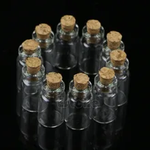 10 pçs/set 1mL Mini Garrafas De Vidro Pequeno com Claro Rolha de Cortiça Desejo Jóias Minúsculos Frascos Frascos Contentores De Mensagem Casamentos Favores