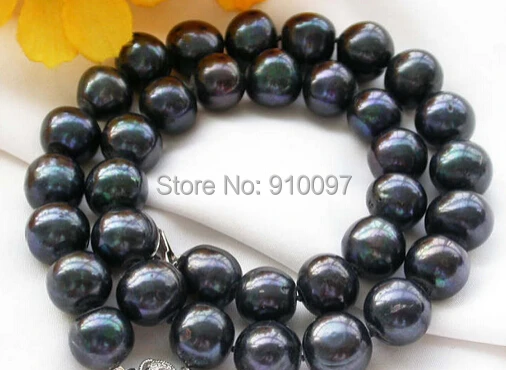 

LHX54013>>>Big 17" 11MM black round freshwater pearl NECKLACE