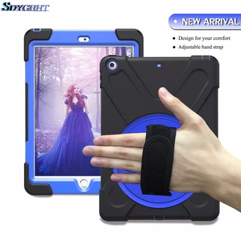

Case for Apple New iPad 9.7 2017 2018 6th generation Tablet A1822 A1893 Kids Safe Shockproof Armor cover Hand Strap & Neck Strap