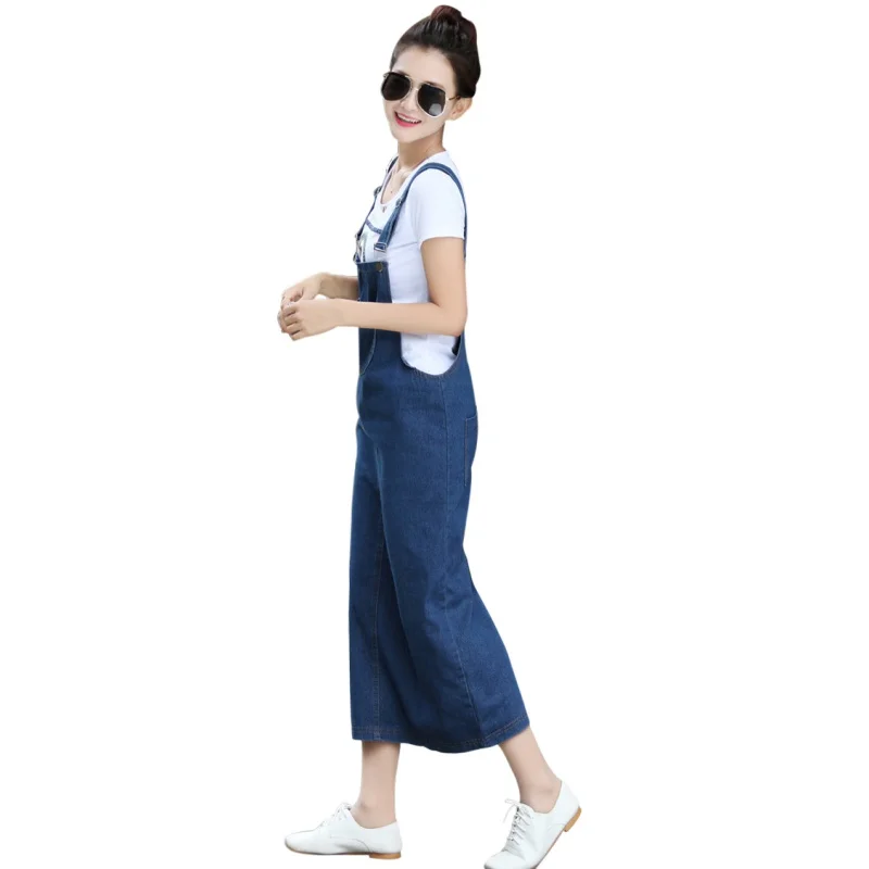 

New Fashion Spring dress Casual Denim Loose Strap Casual Long Denim Blue Overalls Jeans Dress vestidos