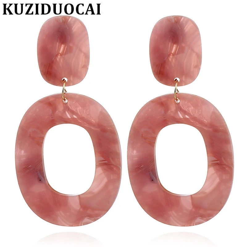 

Kuziduocai 2018 New ! Fashion Fine Jewelry Resin Acrylic Geometric Oval Circle Translucent Stud Earrings For Women Gifts E-1387