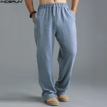 INCERUN размера плюс 5XL мужские брюки прямые свободные длинные брюки с эластичной талией повседневные бегуны спортивные штаны Ku Fu Pant Rayon Pantalon