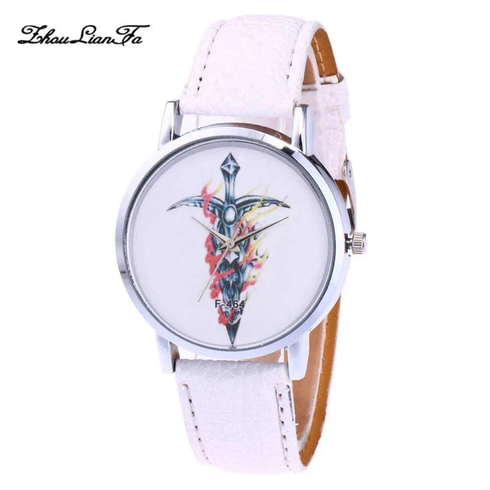 Womens Leather Analog Alloy Sword Pattern Design Round Band Quartz Wrist Watch For Fashion Woman Gifts Womens Leather Analog Alloy Sword Pattern Design Round Band Quartz Wrist Watch For Fashion Woman Gifts