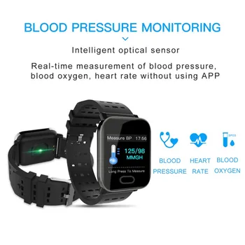 

A6 Smart Watch with Heart Rate Monitor Fitness Tracker Blood Pressure Smartwatch Waterproof For Android IOS PK Q8 V6 S9