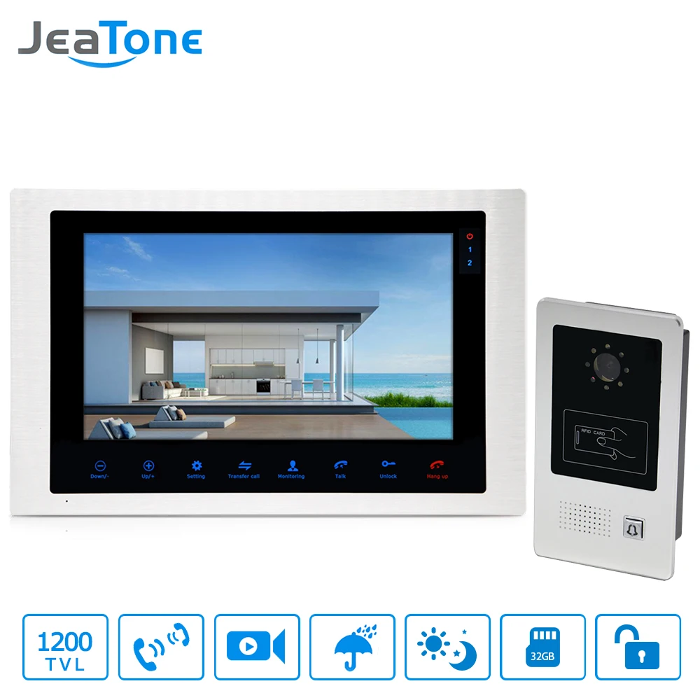 10 inch Video Door Phone Home Video Intercom 4-Wired Doorbell Monitor Intercom Waterproof Wide View Angle Call Panel + RFID Card 10 inch Video Door Phone Home Video Intercom 4-Wired Doorbell Monitor Intercom Waterproof Wide View Angle Call Panel + RFID Card