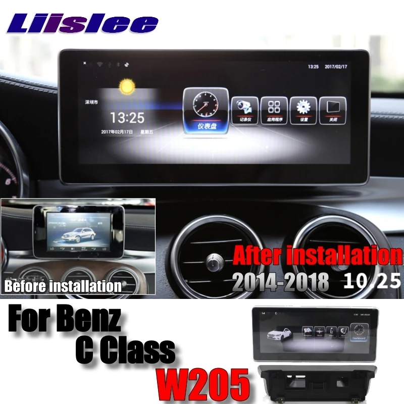 Автомобильный мультимедийный плеер Liislee NAVI для Mercedes Benz C Class MB W205~ CarPlay, автомобильный радиоприемник, стерео gps навигация