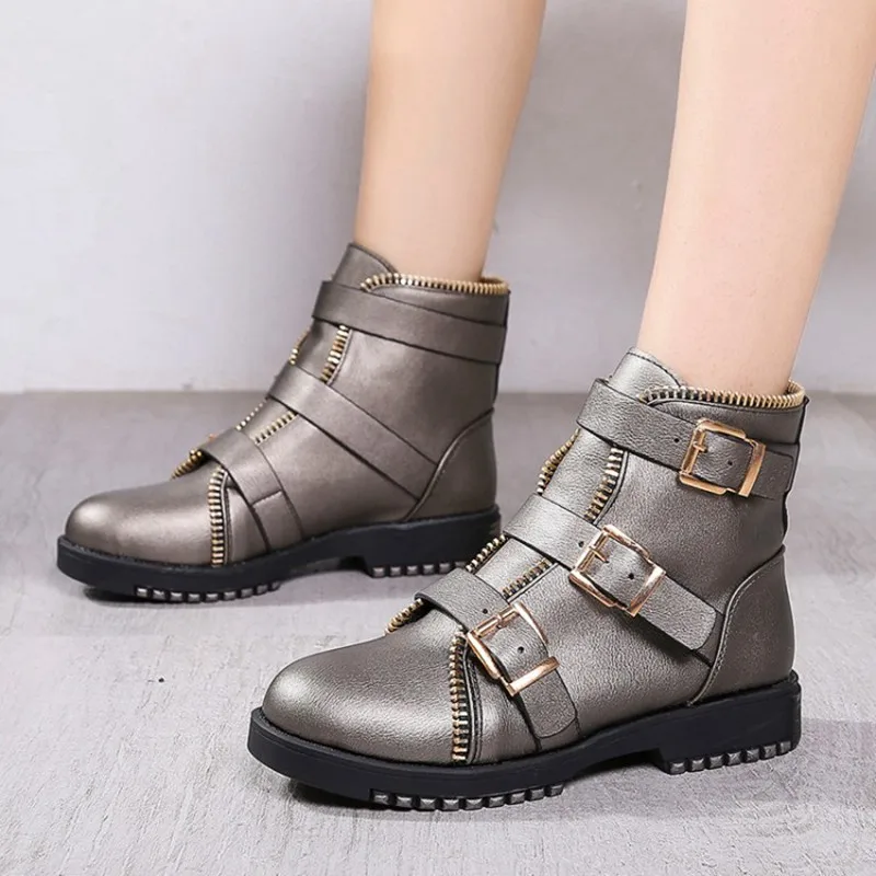 COOTELILI Fashion Zipper Boots Women Shoes Woman Ankle Boots For Women 4cm Heel Winter Autumn Rubber Boots Women 35-40 (11)