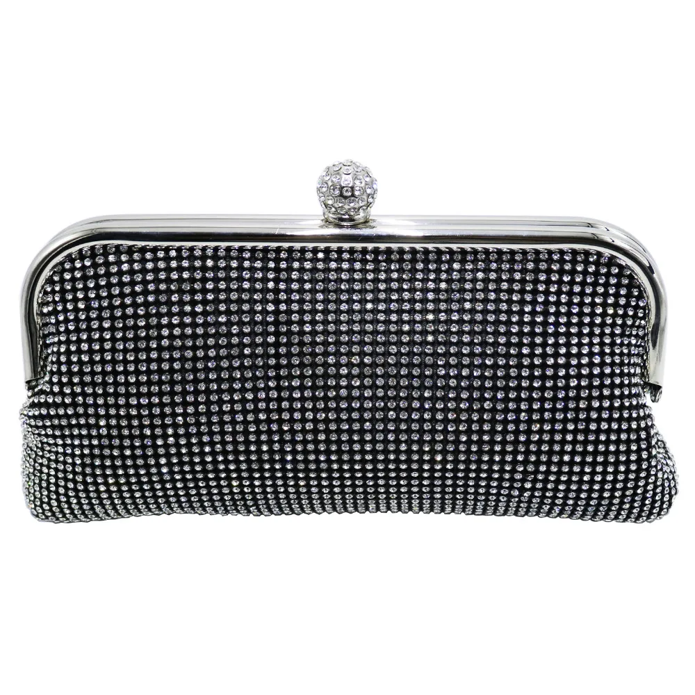 Black Soft Diamond Pouch Crystal Clutch and Evening Bagscrystal clutch