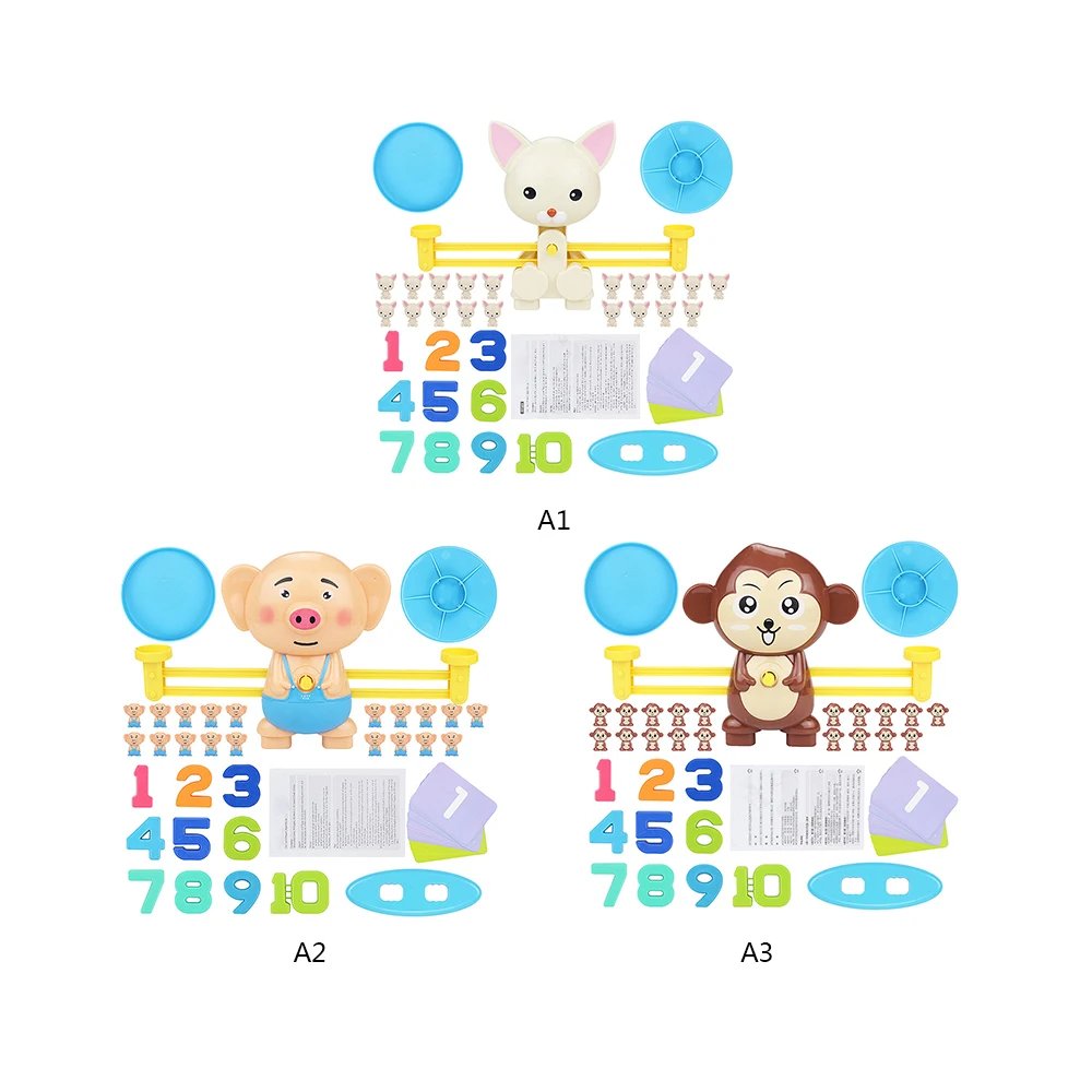 

Math Match Game Board Toys Monkey Cat Match Balancing Scale Number Balance Game Kids Educational Toy to Learn add and subtract