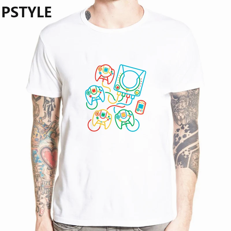 Pstyle harajuku футболка с принтом dreamcast белая футболка Прямая поставка Летняя мужская футболка с коротким рукавом Уличная Мужская футболка - Цвет: 10