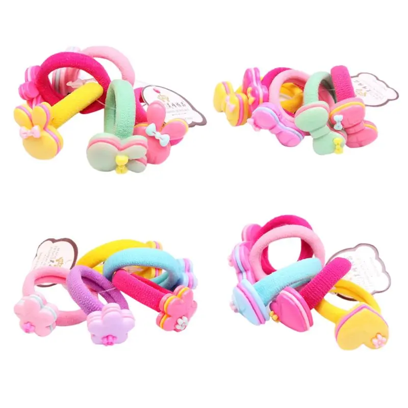 

Kids Elastic Towel Rubber Band Sweet Cartoon Resin Hair Rope Thicken Candy Color Wide Scrunchy Ponytail Holder