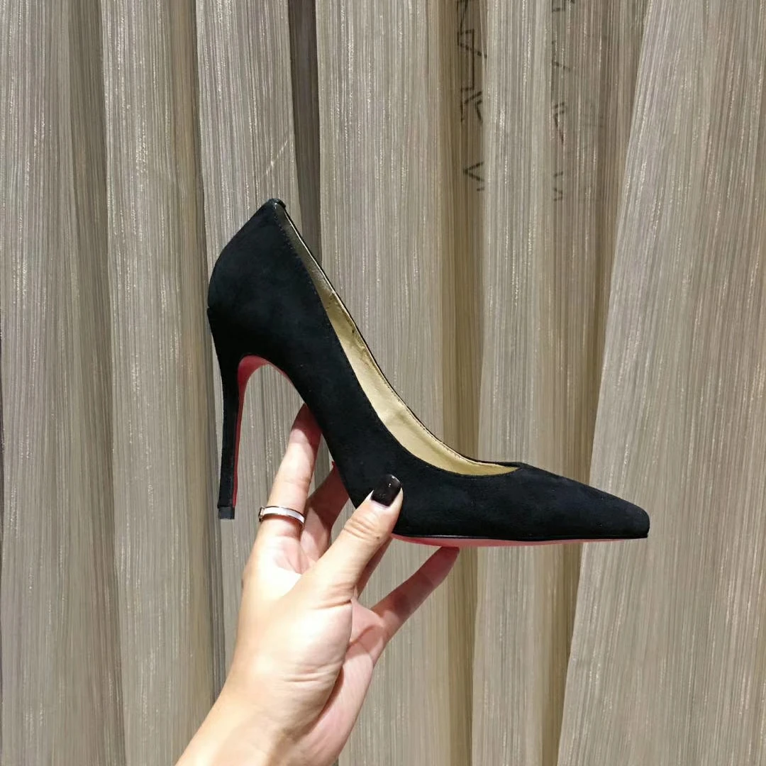 

Autumn New Women Top Genuine Leather High Heels Shallow Party Pumb Kid Suede Womens Shoes Heels 10.5cm