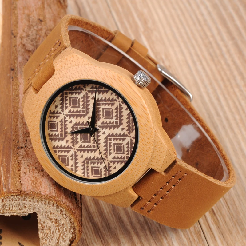 BOBO BIRD WF17L18 Retro Grain Dial Face Bamboo Wooden Watches Wood Watches for Men Women
