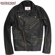 Бренд mapesteed, мужская куртка из натуральной кожи, мужские Куртки из натуральной козьей кожи, черный короткий Бомбер, мужское кожаное пальто, осень 180