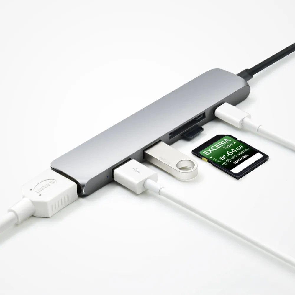 6 в 1 USB C концентратор типа SD/Micro SD кардридер Type к 3 0 с зарядным устройством PD forMacBookPro