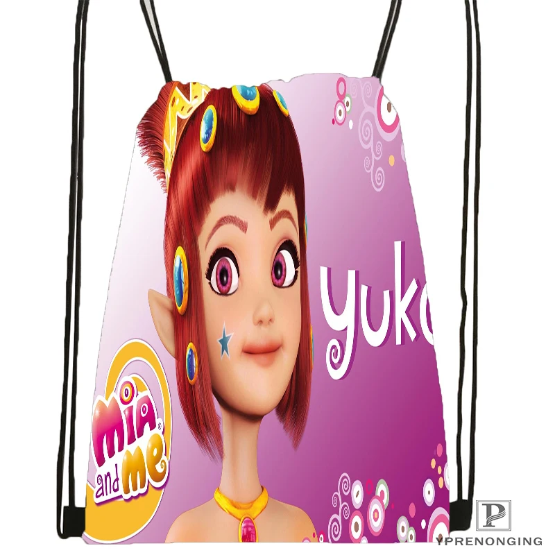 Custom Mia And Me Cartoon Drawstring Backpack Bag Cute Daypack Kids Satchel Black Back 31x40cm 180531