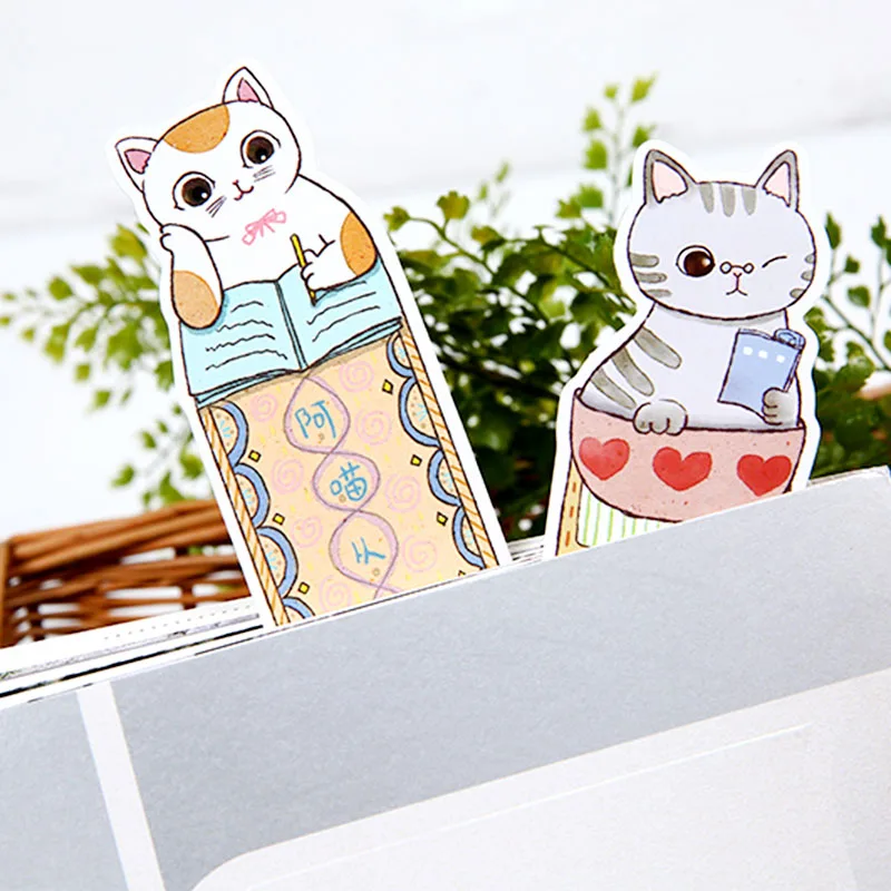 

30 pcs/lot (1 bag) Cute Kawaii Cat Bookmark Cartoon Paper Book Marker For Books Korean Stationery Student 2951