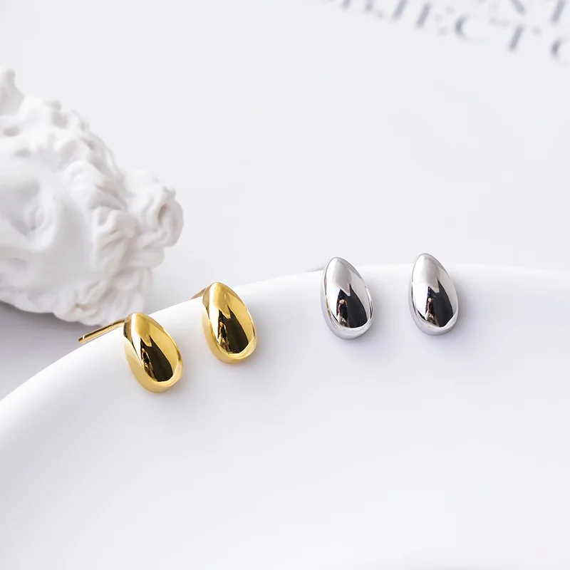water drop simple geometric earrings 100% 925 Sterling silver Jewelry fashion Hypoallergenic Stud earrings for women gift