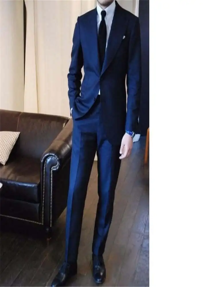 VEIAI Latest Designs Lapel Two Buttons Men Suits Custome Homme Fashion Tuxedos Cool Blazer Men Handsome Slim(Jacket+Pants - Цвет: Picture Style15