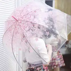 Новая мода прозрачный зонтик cherCherry Blossom гриб Apollo принцесса для женщин дождь зонтик Сакура длинная ручка Зонты