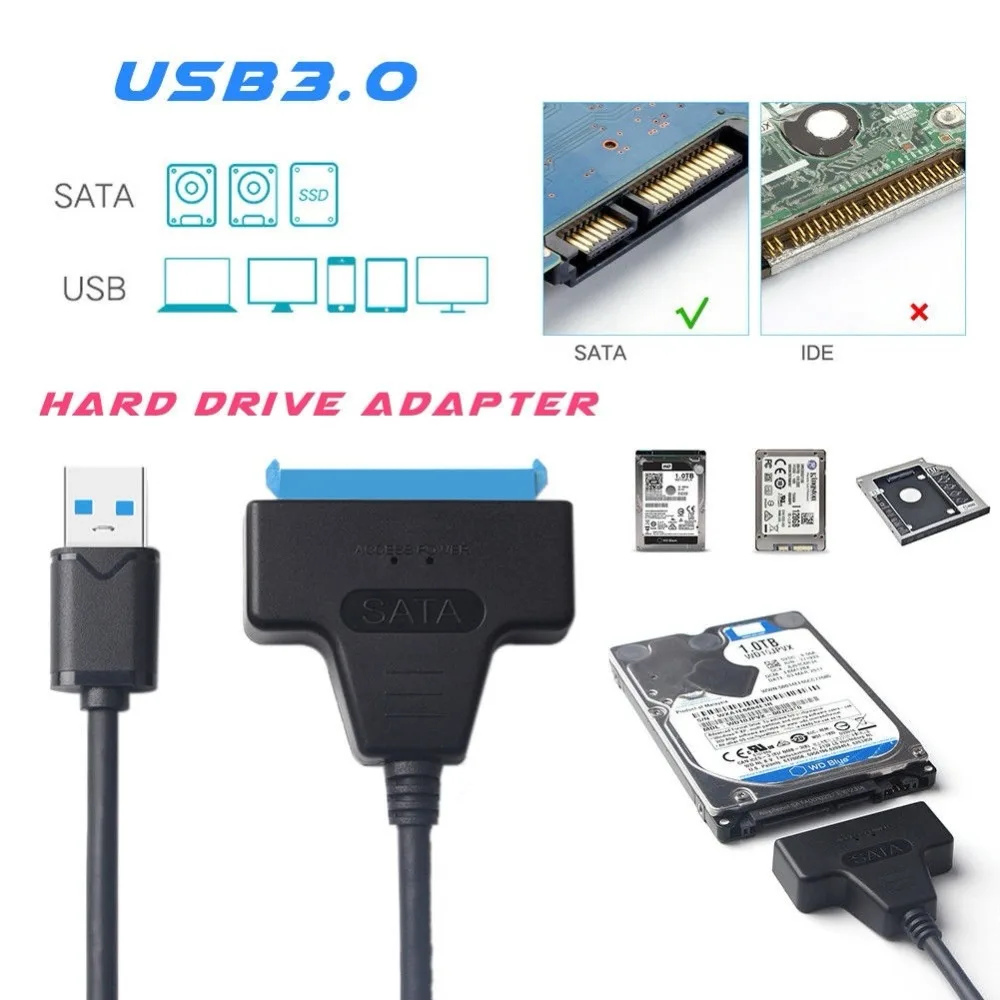 USB 3.0 SATA 3 Cable Sata to USB Adapter Up to 6 Gbps Support 2.5 Inches External SSD HDD Hard Drive 22 Pin Computer Connector USB 3.0 SATA 3 Cable Sata to USB Adapter Up to 6 Gbps Support 2.5 Inches External SSD HDD Hard Drive 22 Pin Computer Connector