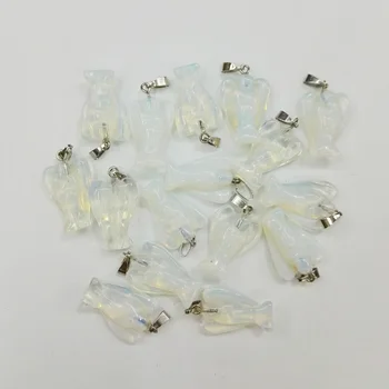 

opal Angel pendant stone pendant Angel Wing jewelry Necklaces pendants for jewelry making 12pcs/lot free shipping wholesale