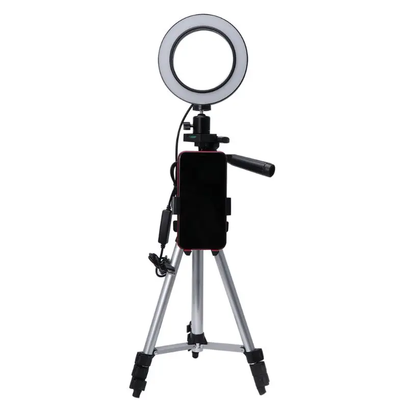 

5.7" LED Fill Light Ring Dimmable Tripod Stand Phone Holder Desktop Camera Lamp YouTube Video Makeup Studio Photography