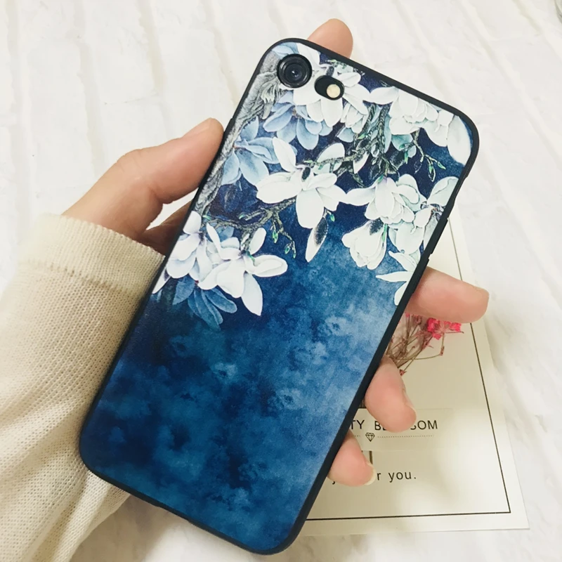 

3D Relief Flower Luxury Cases For Iphone 6 6s plus i6 i6s TPU Silicone Rubber Soft Cover Case For i7 i8 iX Funda high quality