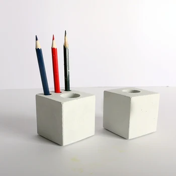 

Concrete pen holder silicone mold home decoration cement placements mold geometry porous combination gypsum handicraft mold