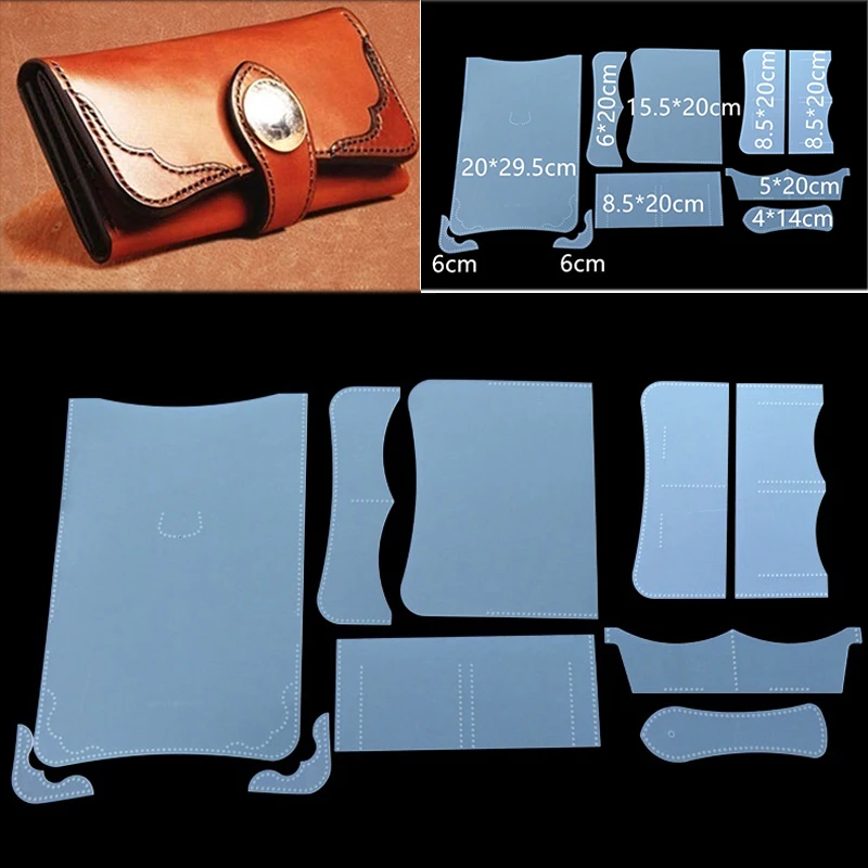 1Set PVC DIY Women Wallet Leather Stencil Sewing Pattern Leather Craft Template for Leather Handcrafts Lovers