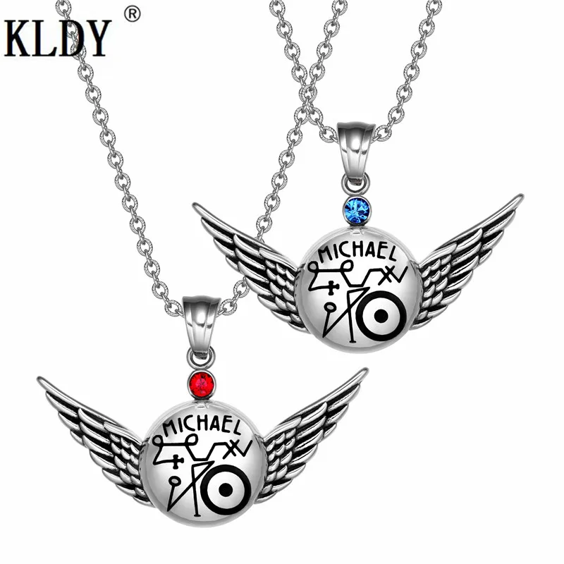 

KLDY Yoga Necklace Elegant Lady Fashion Pendant DreamCatcher Wings Pendants Necklaces Stainless Steel Angel Talisman set Jewelry