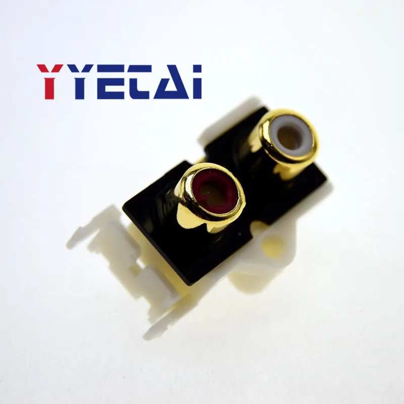 

YongYeTai AV2-8.4-8 Vertical Pin AV Connector with Core RCA Block Two Holes PCB Soldering Gold Plated free shipping
