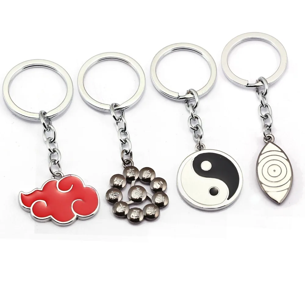 

Hot Anime Naruto Akatsuki Member's Logo Red Cloud Key Chain Uchiha Itachi Pendant Anime keychain Cosplay Jewelry for best friend