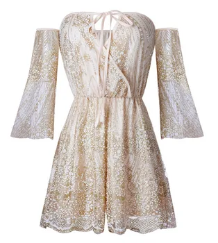

Women Playsuit 2018 Summer Lace Jumpsuit Off Shoulder Playsuit Fashion Romper Trousers