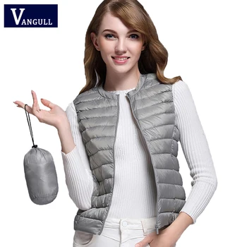 

2019 New Women 90% White Duck Down Vest Women's Ultra Light Duck Down Vest Jacket Autumn Winter Round Collar Sleeveless Coat