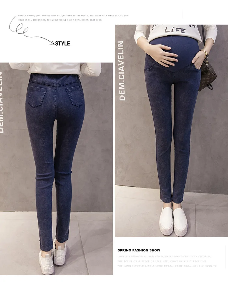 Средства ухода за кожей для будущих мам джинсы женщин женская одежда осень 2018 г. Дамы беременных деним эластичные брюки с высокой посадкой