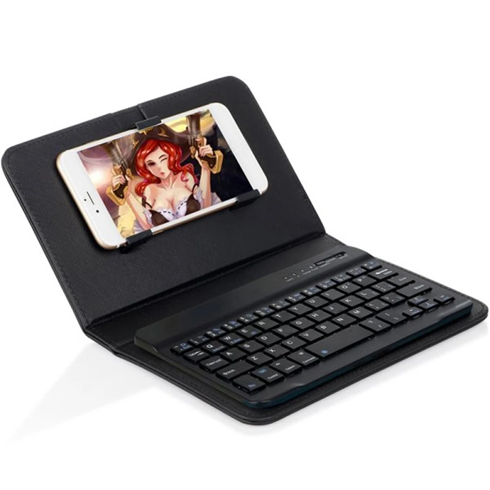 

2017 PU Leather Wireless Keyboard Case for iPhone Protective Mobile Phone With Bluetooth Keyboard For Android