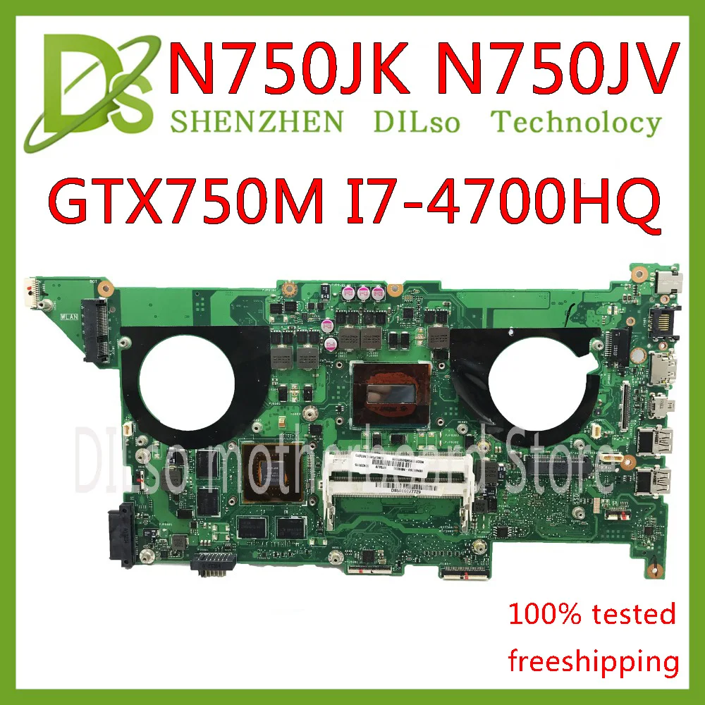  KEFU N750JV For ASUS N750JV N750JK motherboard I7-4700HQ CPU GTX750 Laptop motherboard REV2.0/2.1 m
