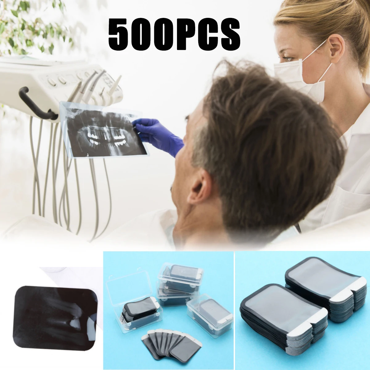 

500 PCS Disposable Dental Ray Barrier Envelopes Protective Pouch Cover Bags For Phosphor Plate Dental Digital Ray Scan 33x44mm